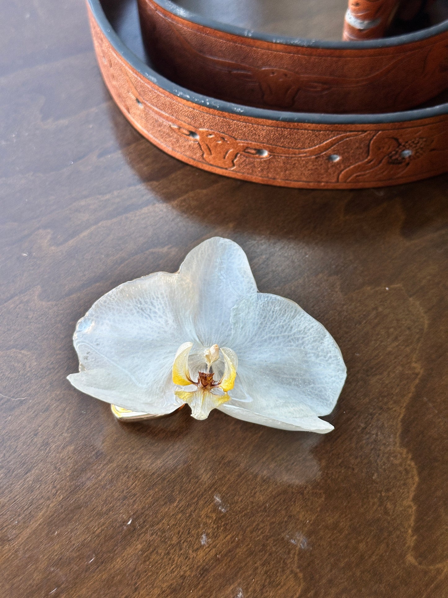 White Orchid Belt Buckle