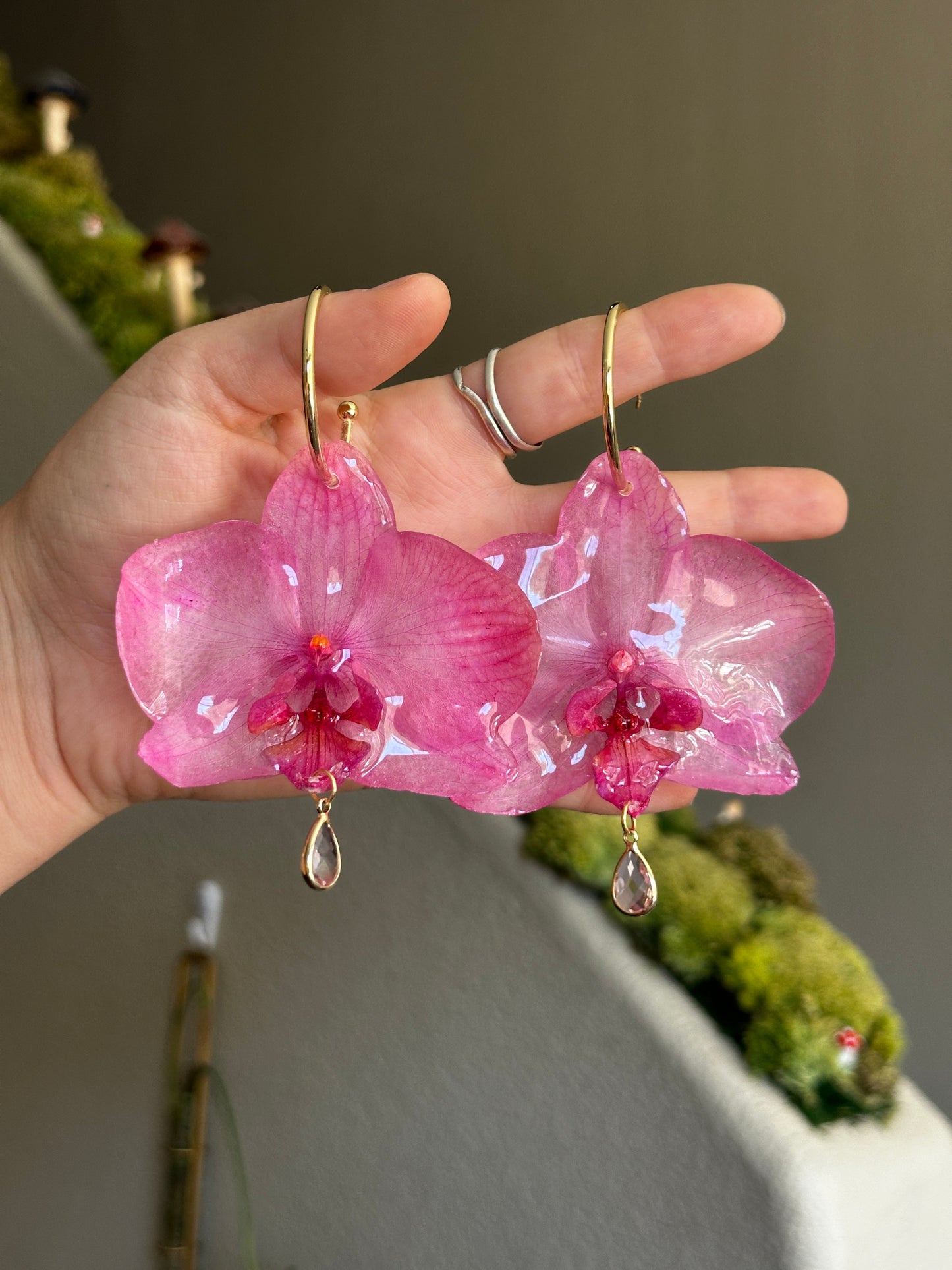 Pink Orchid Hoops