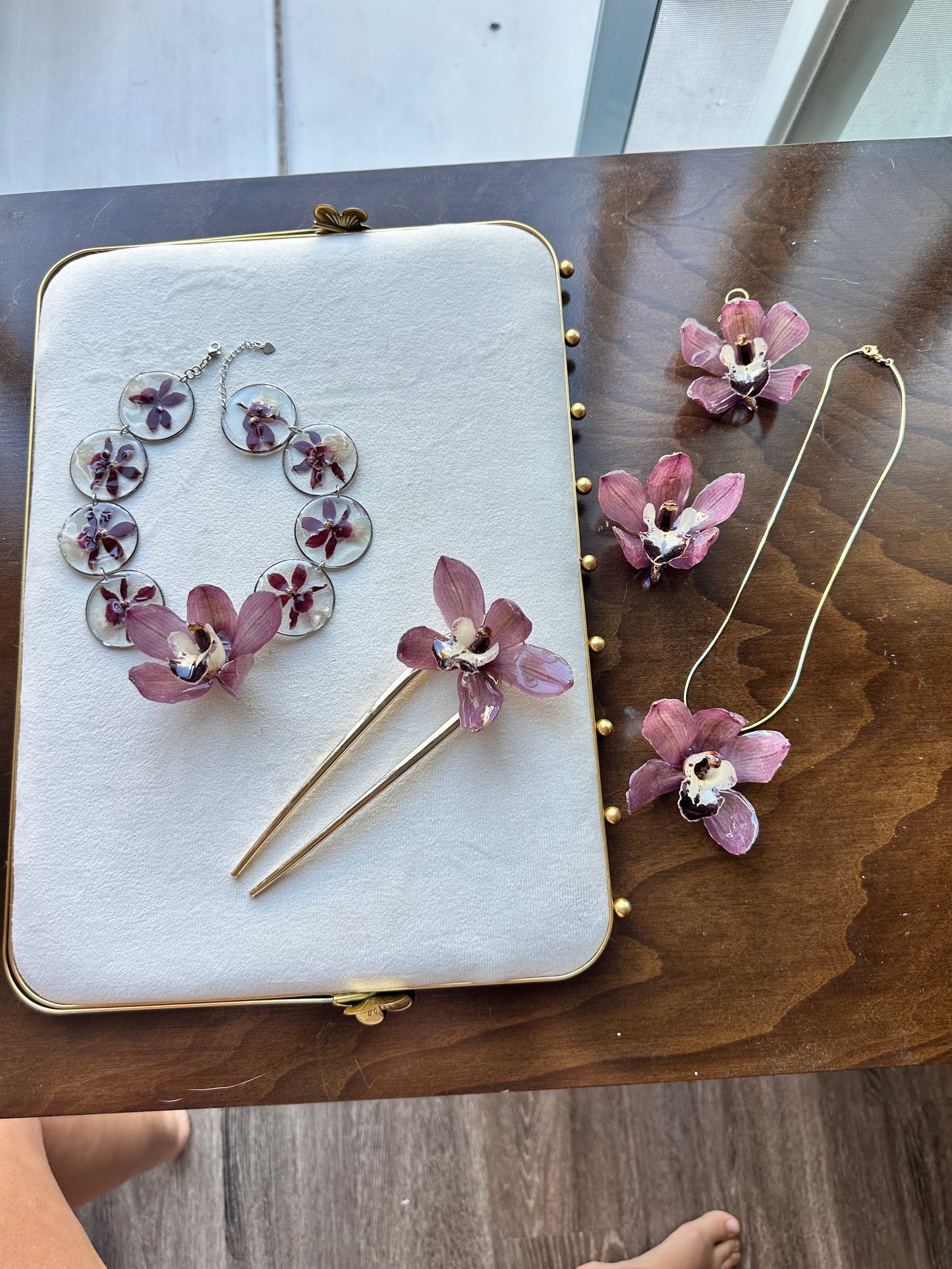 Mini Cymbidium Orchid Chain Necklace