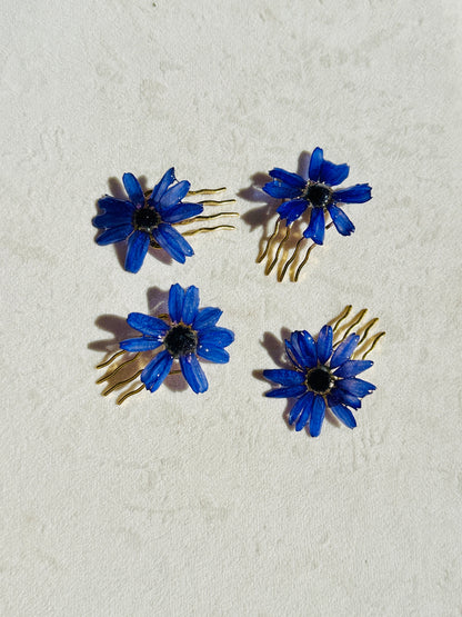 Blue Cineraria Hair Pins