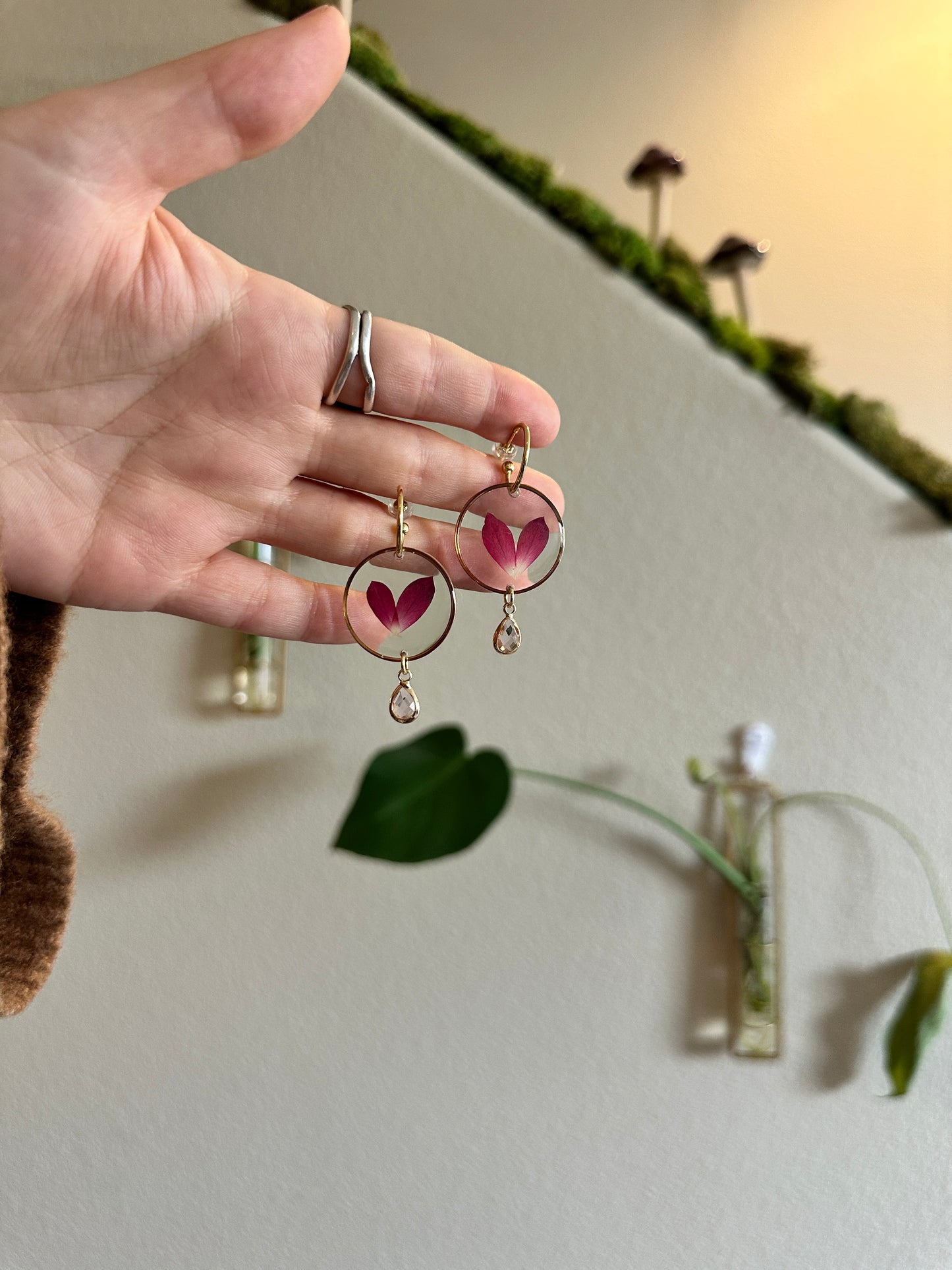 Rose Petal Heart Huggies