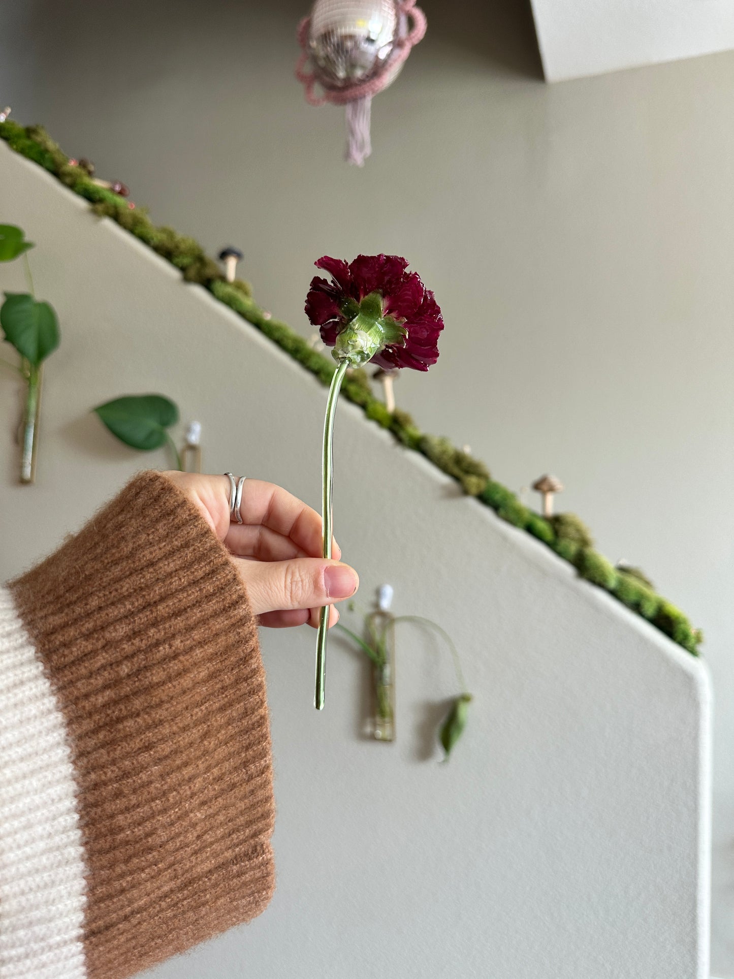 Burgundy Carnation Hair Sticks