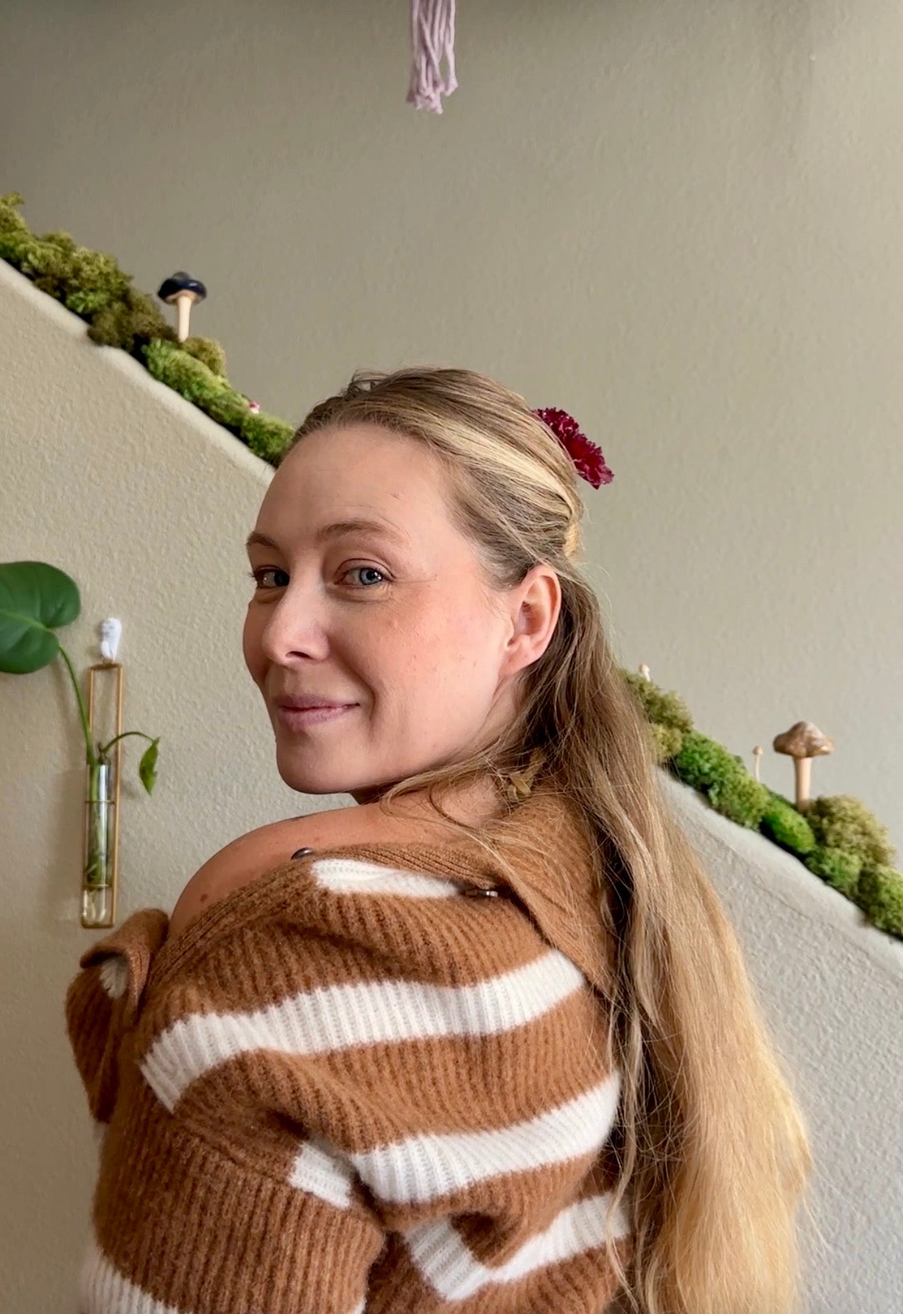 Burgundy Carnation Hair Sticks