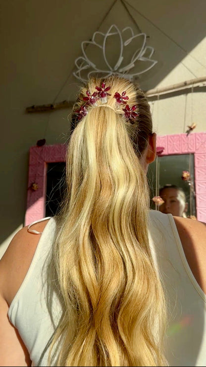 Mini Burgundy Orchid Bobby Pins