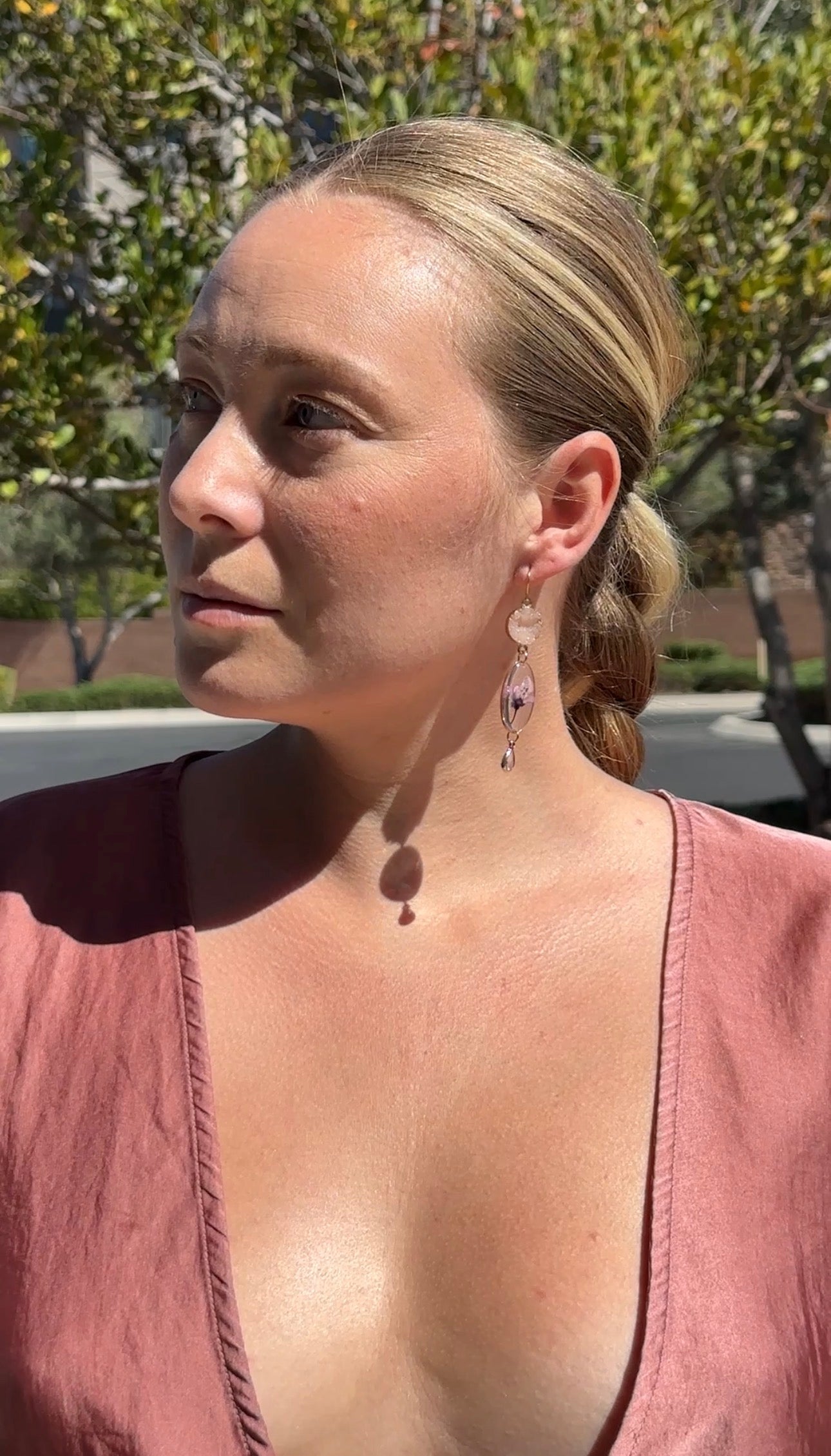 Cherry Blossom Druzy Dangles