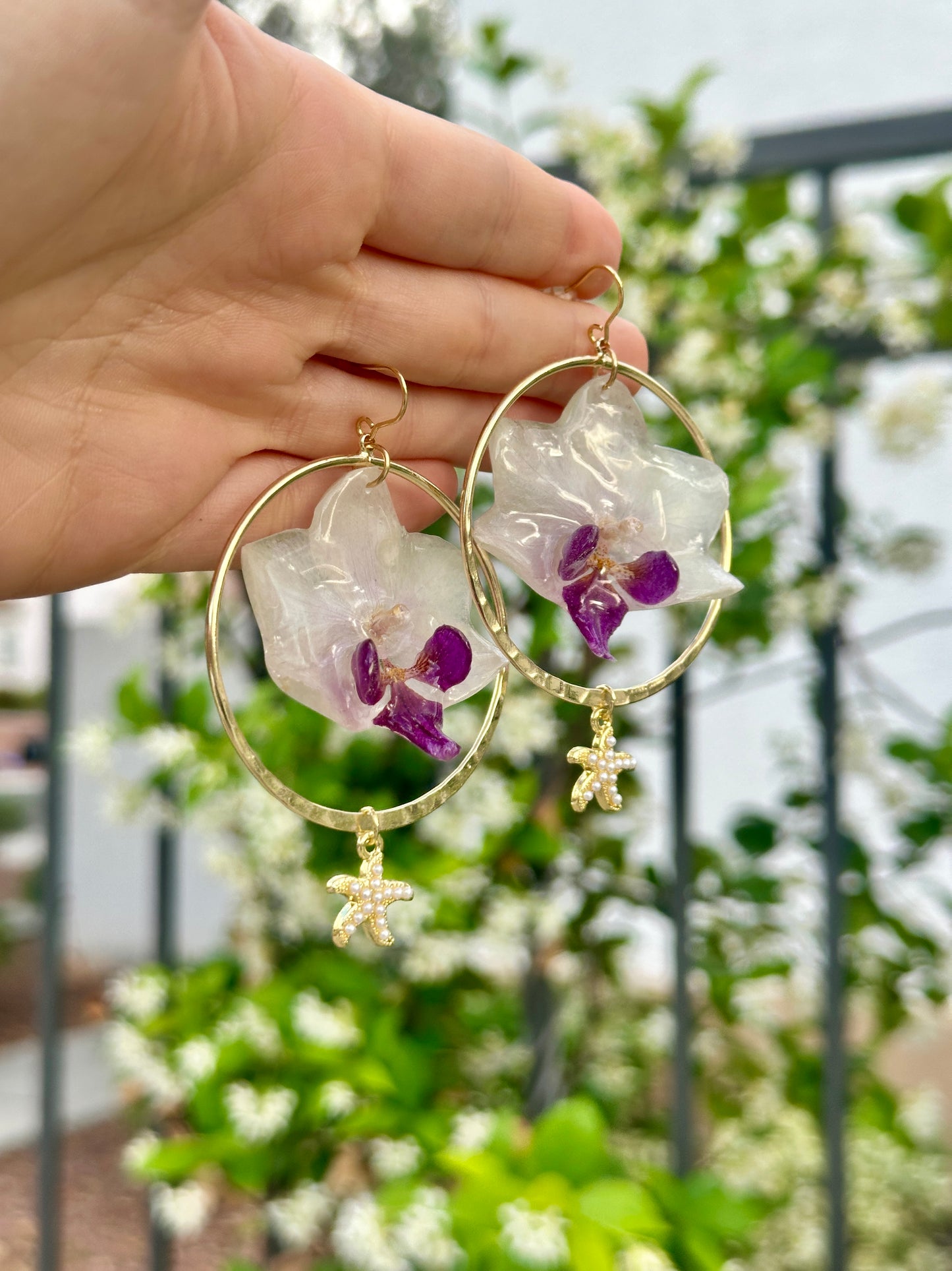 Starfish Orchid Hoop Dangles