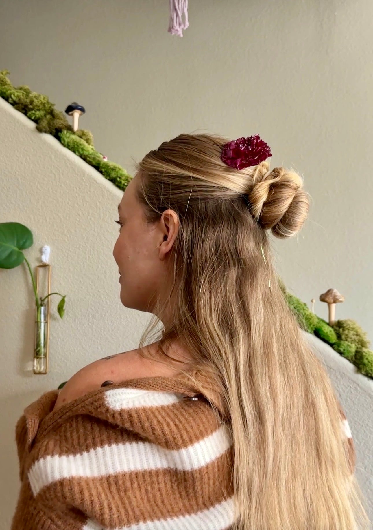 Burgundy Carnation Hair Sticks