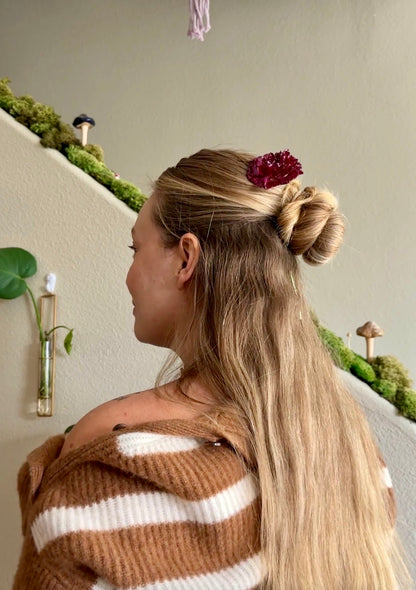 Burgundy Carnation Hair Sticks