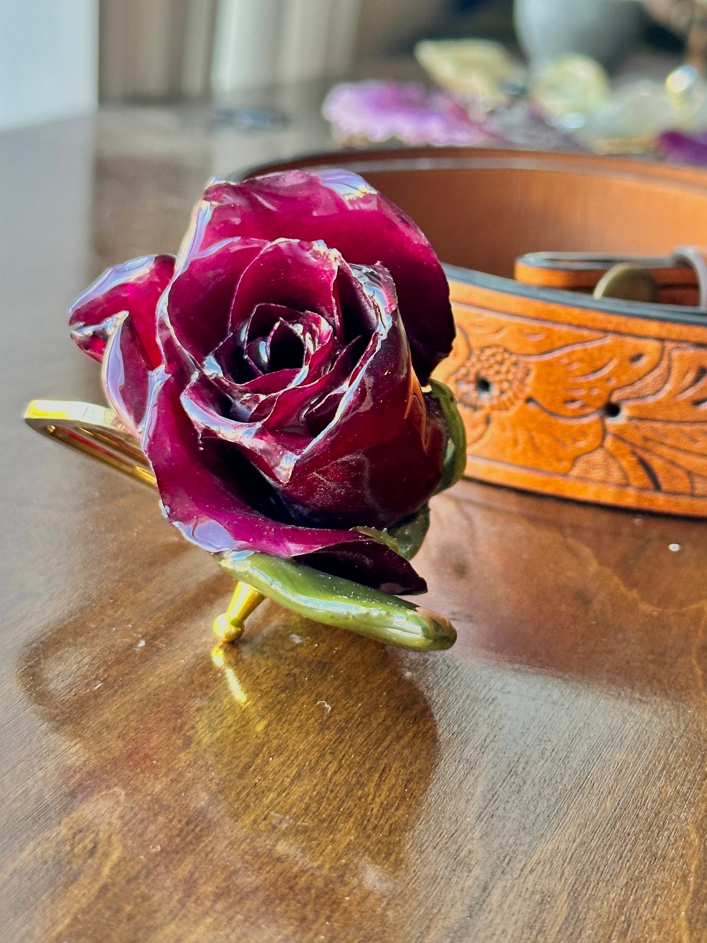 Red Rose Belt Buckle