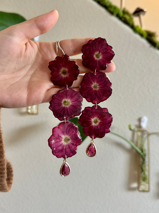 Red Rose Stack Earrings