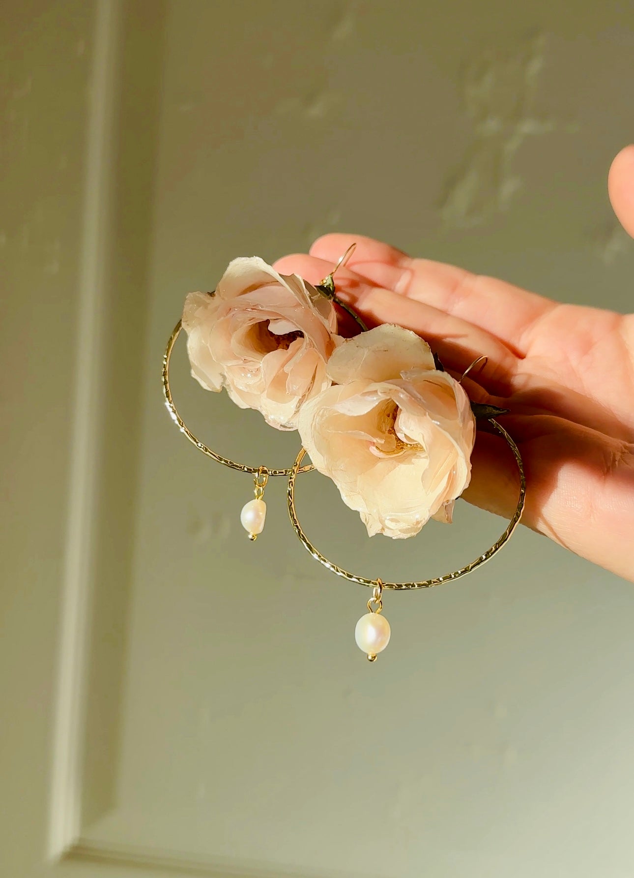 White Rose Hoops Dangles