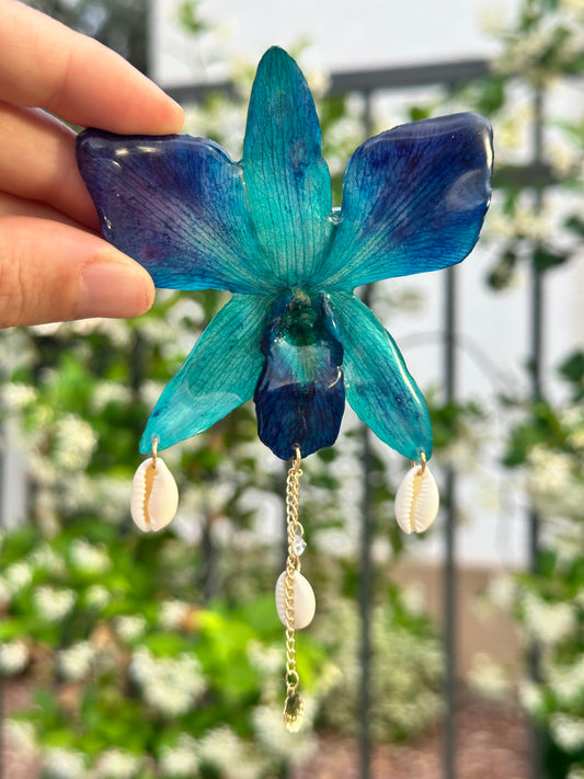 Indigo Orchid Shell Hair Clip