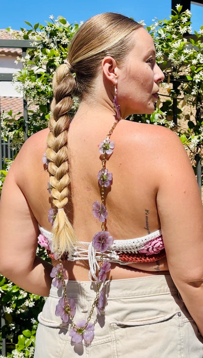 XL Lavender Globe Mallow Drop Necklace