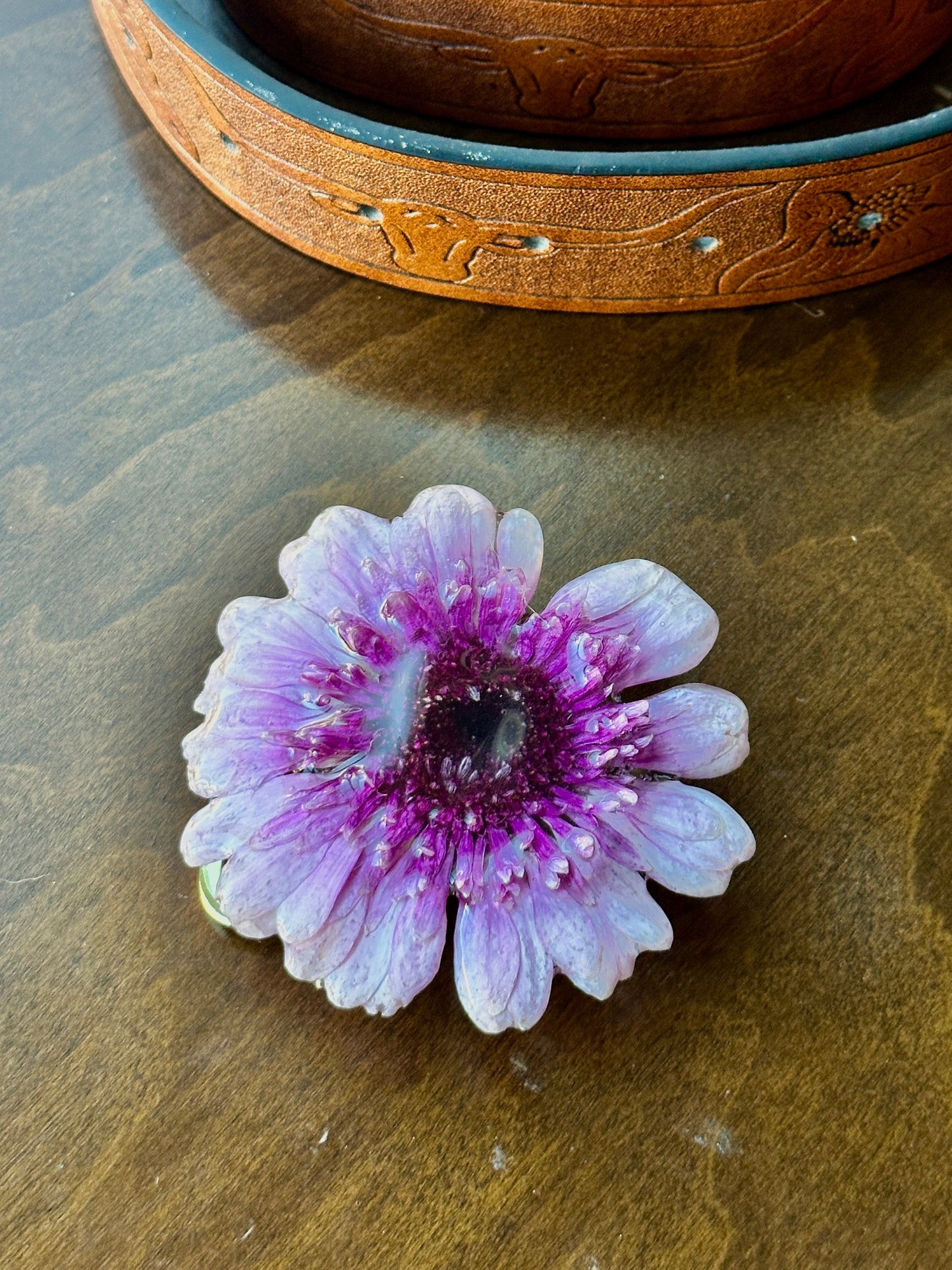 Pink Gerber Daisy Belt Buckle