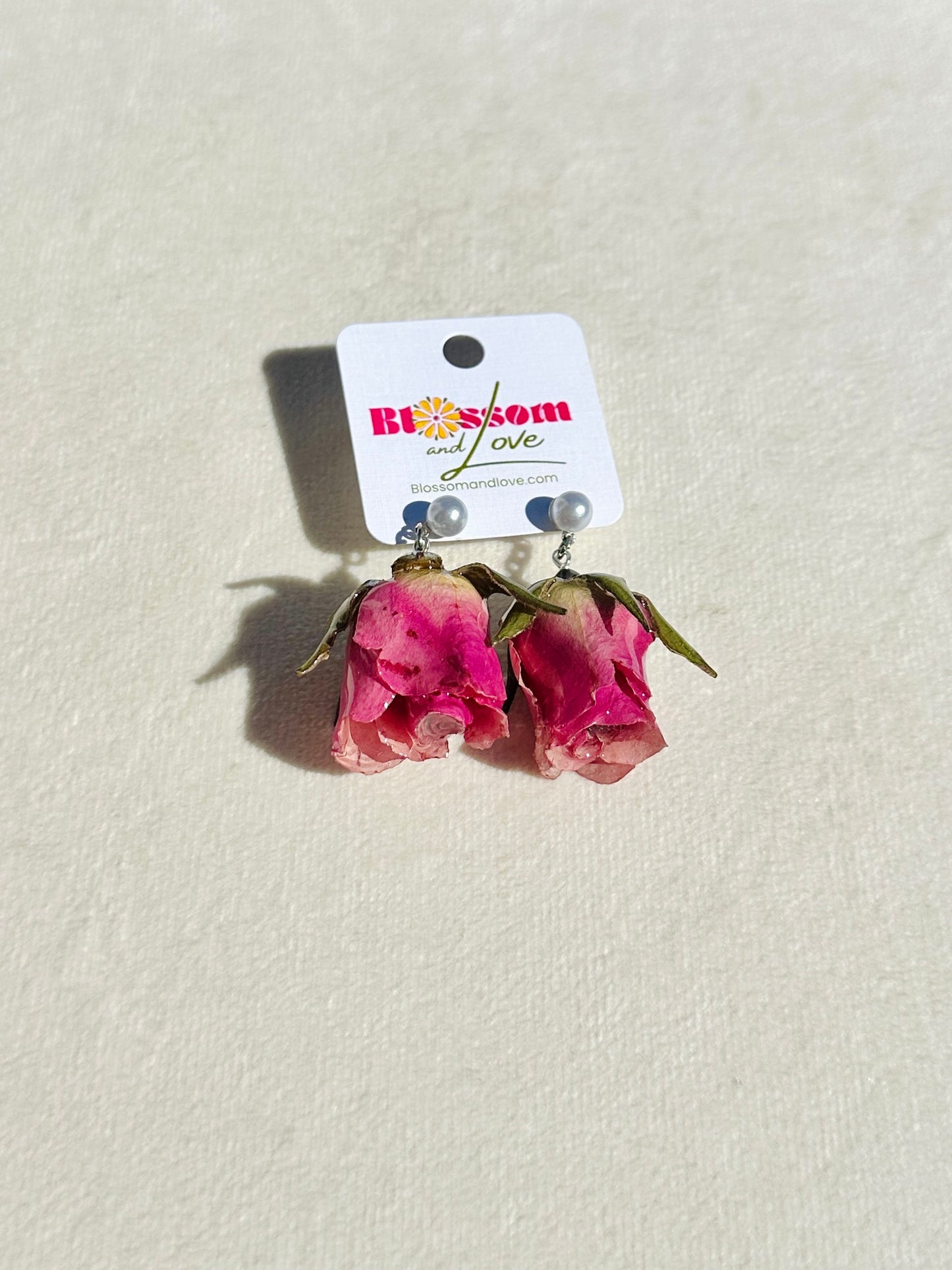 Pink Rose Pearl Studs