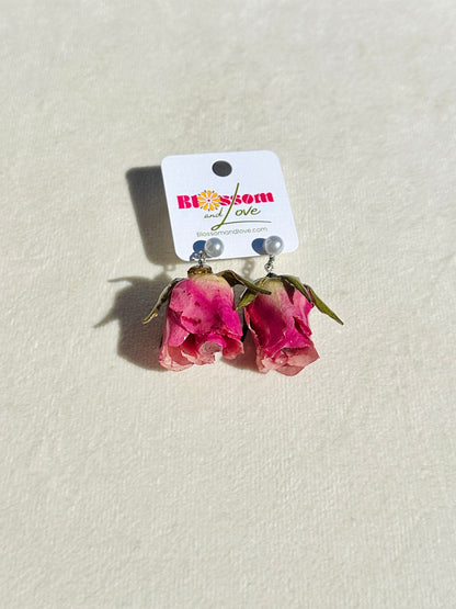 Pink Rose Pearl Studs