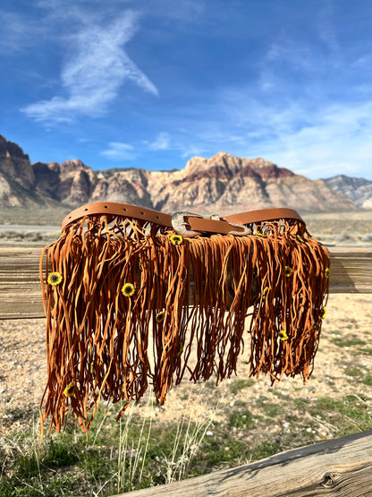 Yellow Mum Suede Fringe Belt
