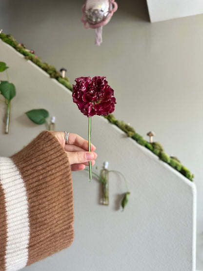 Burgundy Carnation Hair Sticks