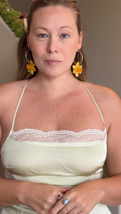 Emerald Daffodil Hoops