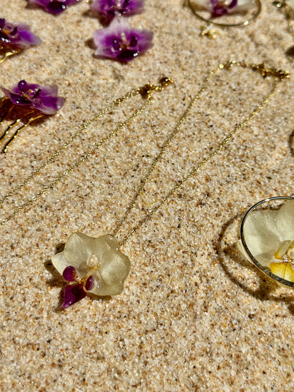 Dainty Purple and White Orchid Choker