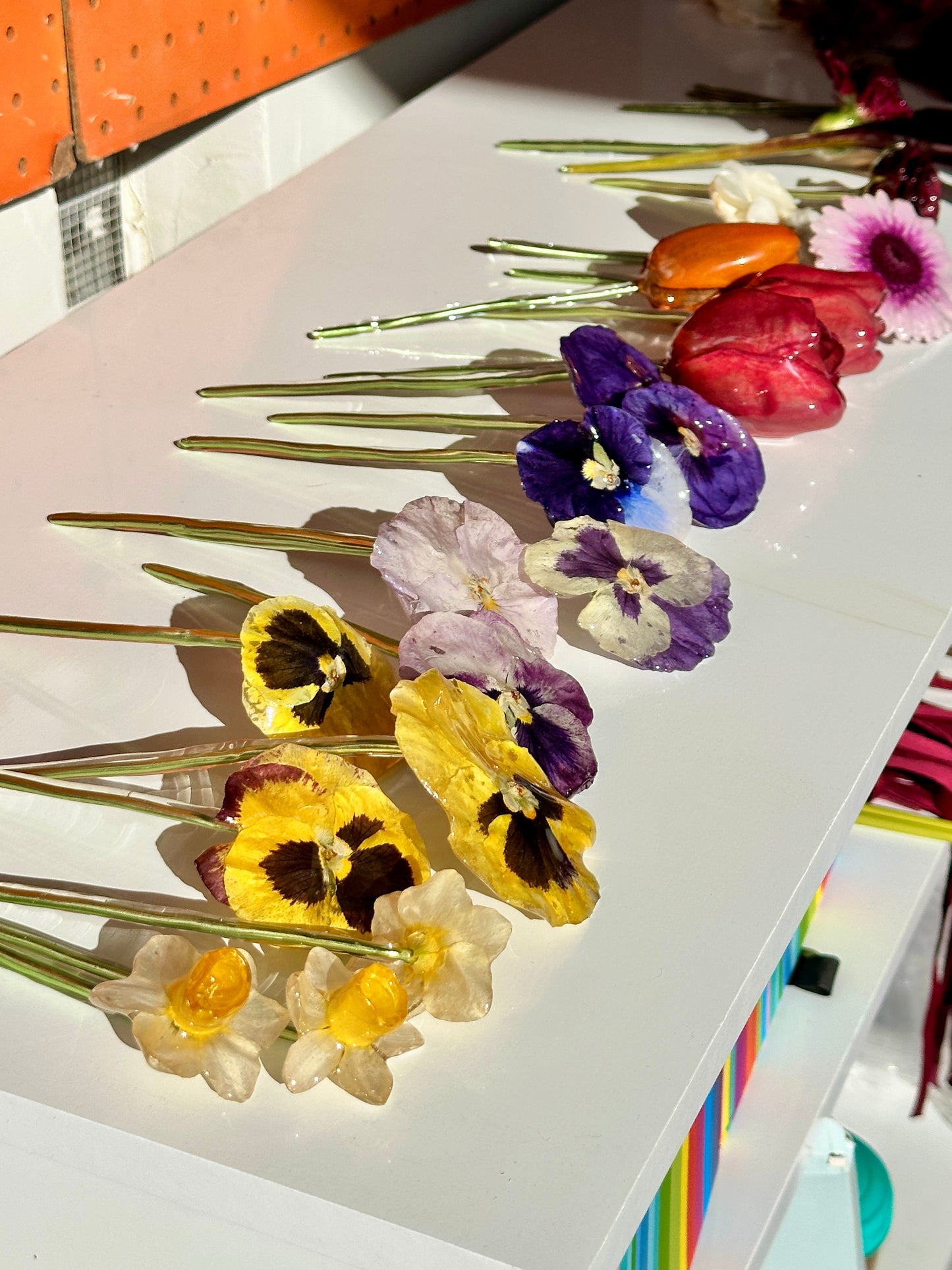 Orange Tulip Hair Stick