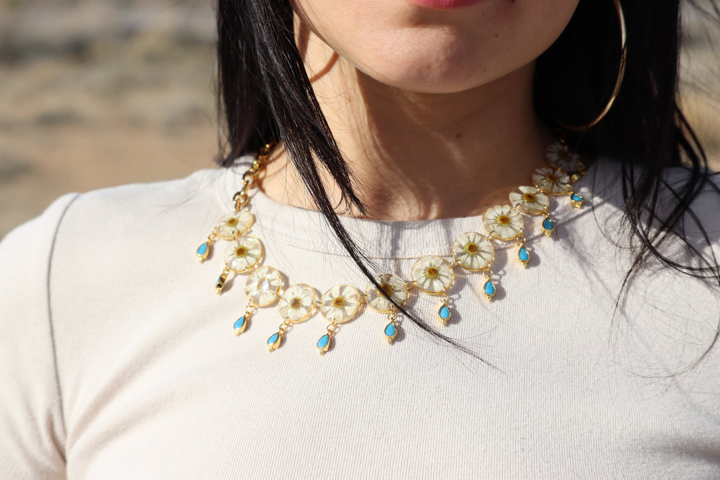 Chamomile and Turquoise Necklace