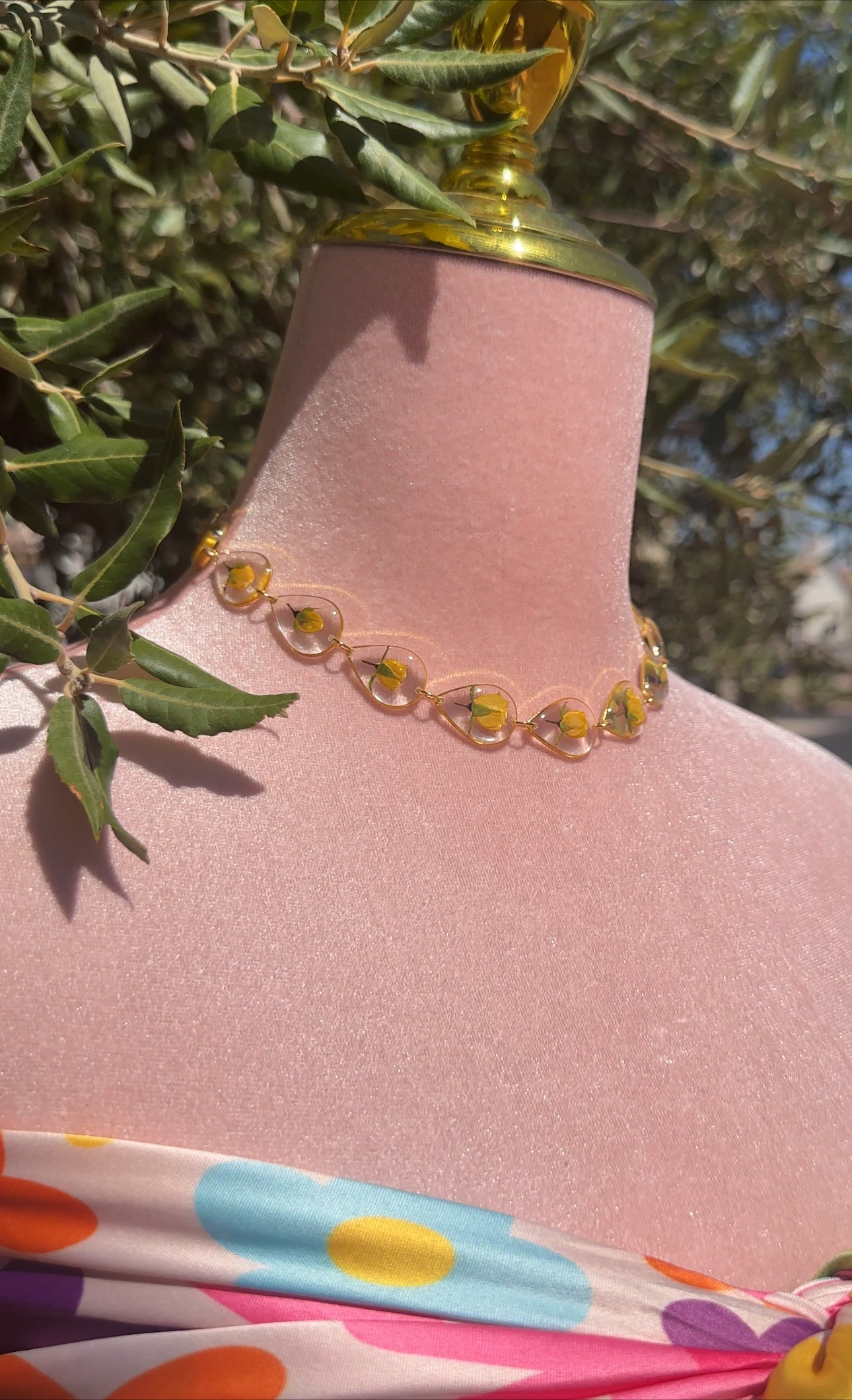 Pressed Yellow Rose Bud Choker