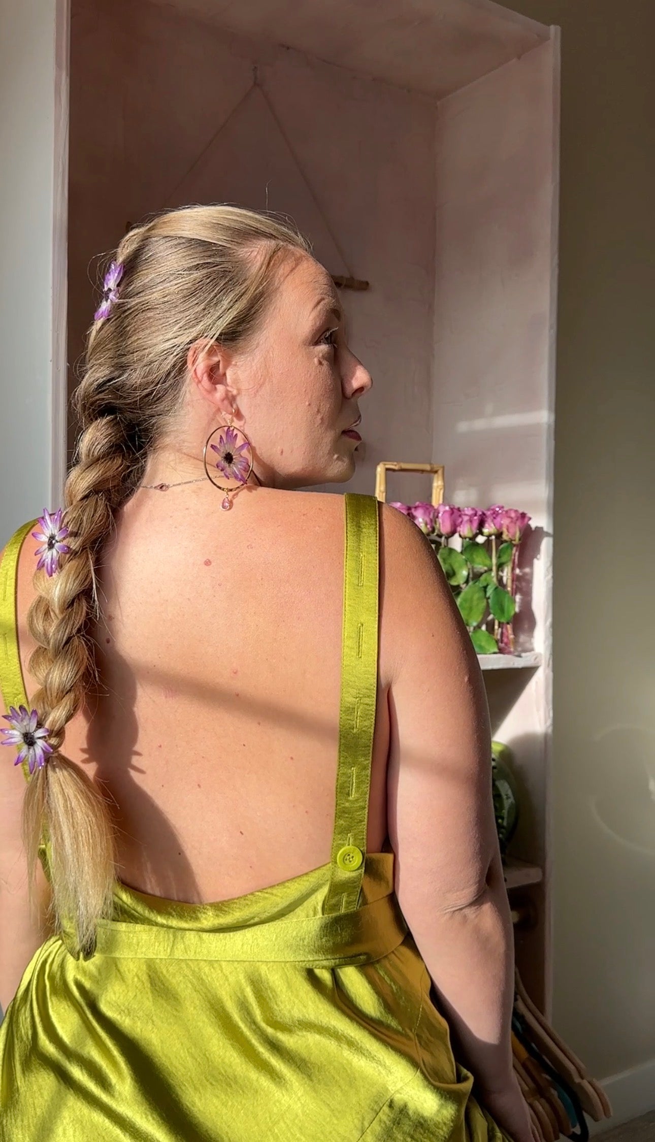 Pink Cineraria Hoops Dangles