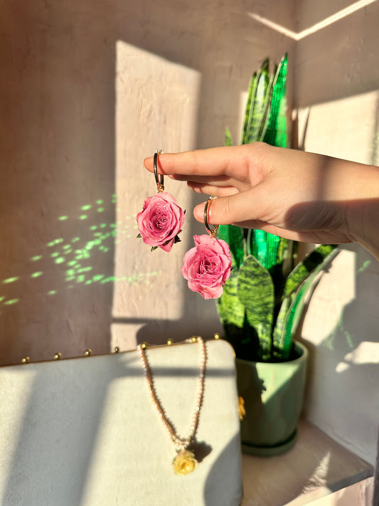 Pink Rose Hoops