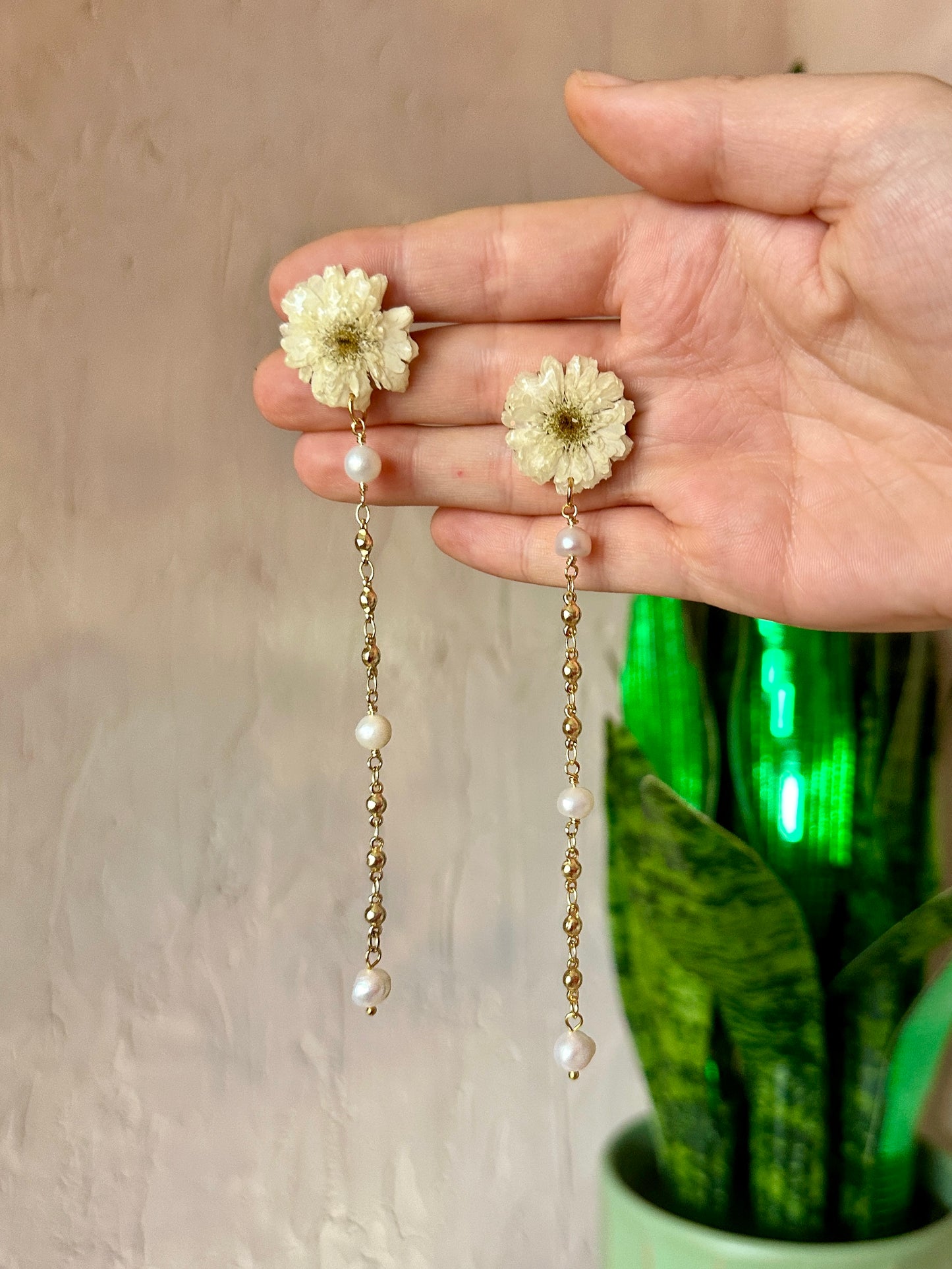 Chamomile Pearl Drop Earrings