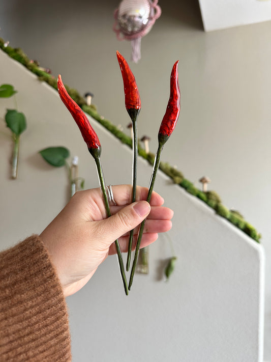Chili Pepper Hair Sticks
