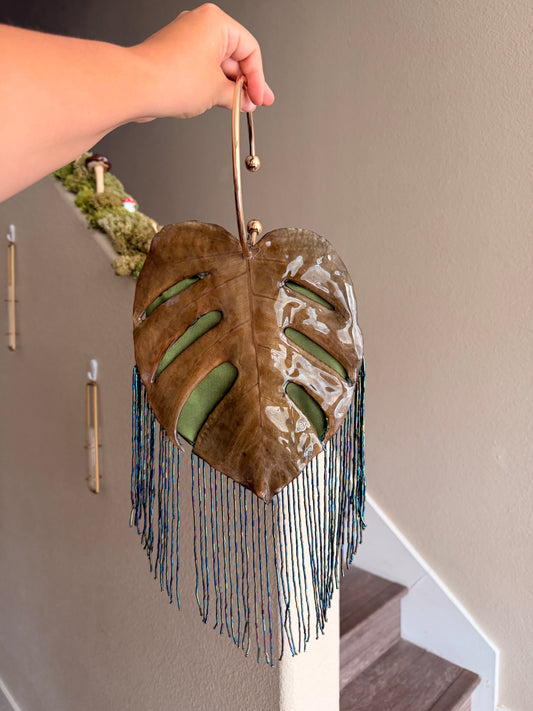 Monstera Fringe Purse