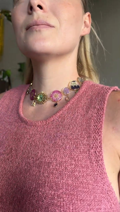 Mixed Wildflower Green Watch Choker