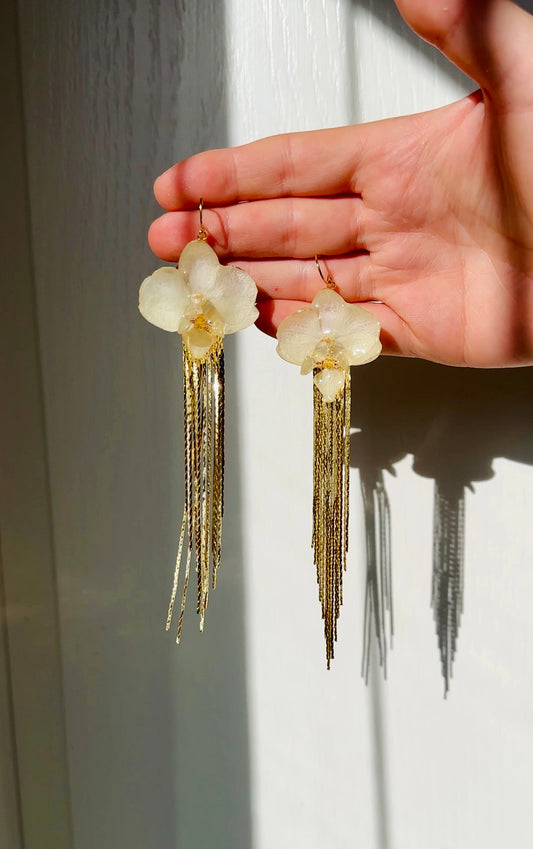 White Orchid Fringe Dangles