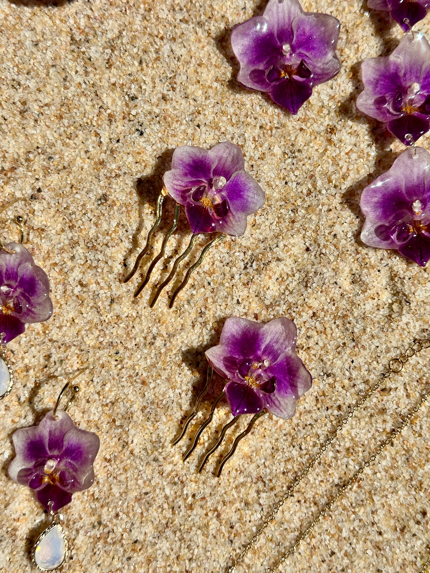 Mini Purple Orchid Hair Forks