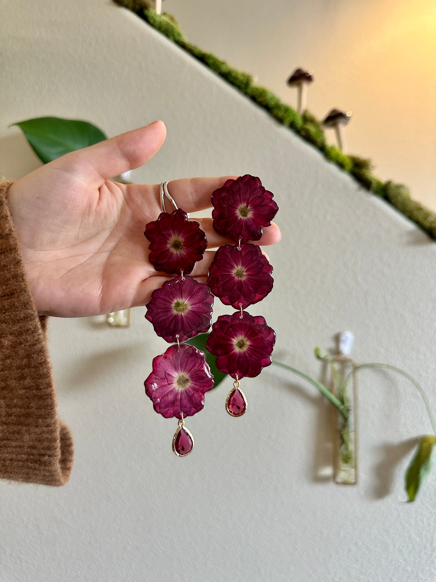Red Rose Stack Earrings