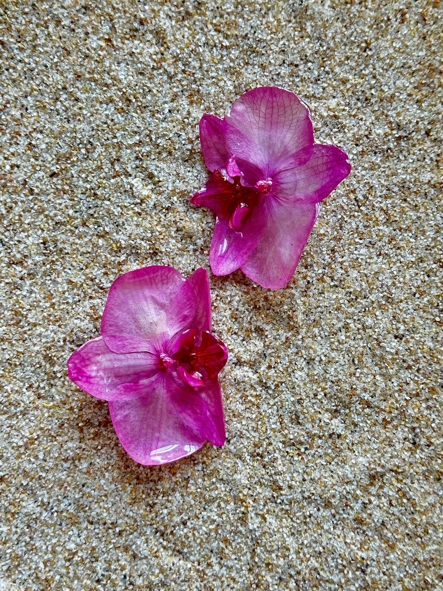 Large Pink Orchid Studs