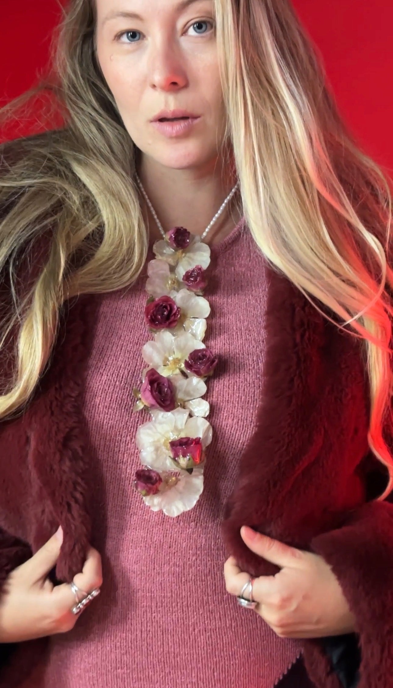 Ranunculus Red Rose Neck Tie