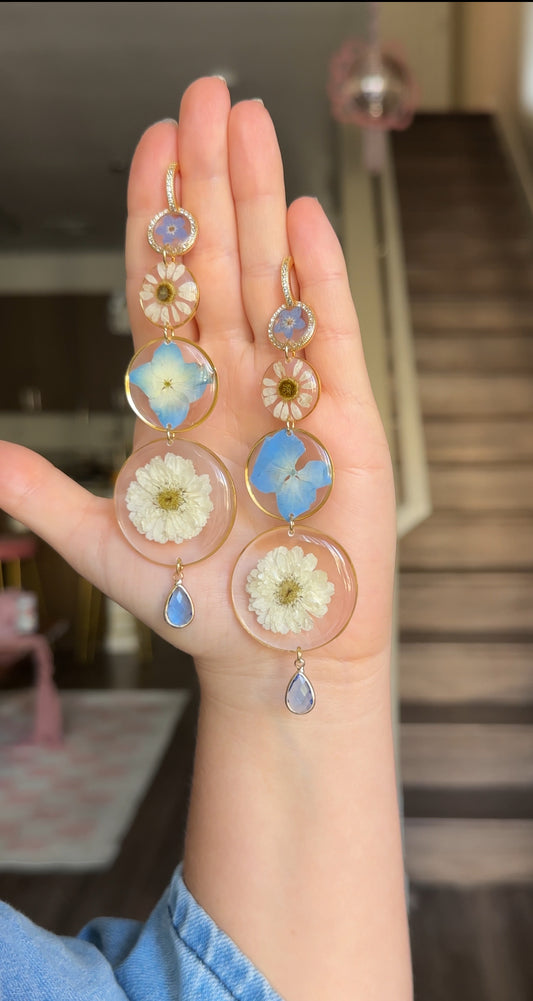 Hydrangea Chamomile Statement Dangles