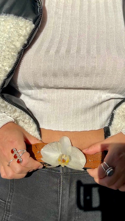 White Orchid Belt Buckle