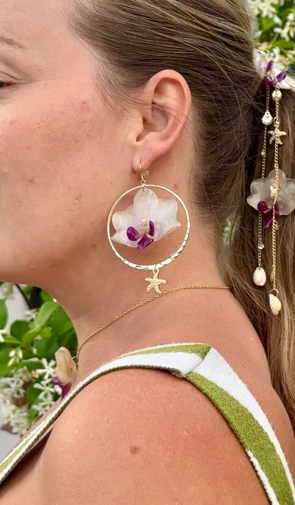 Starfish Orchid Hoop Dangles