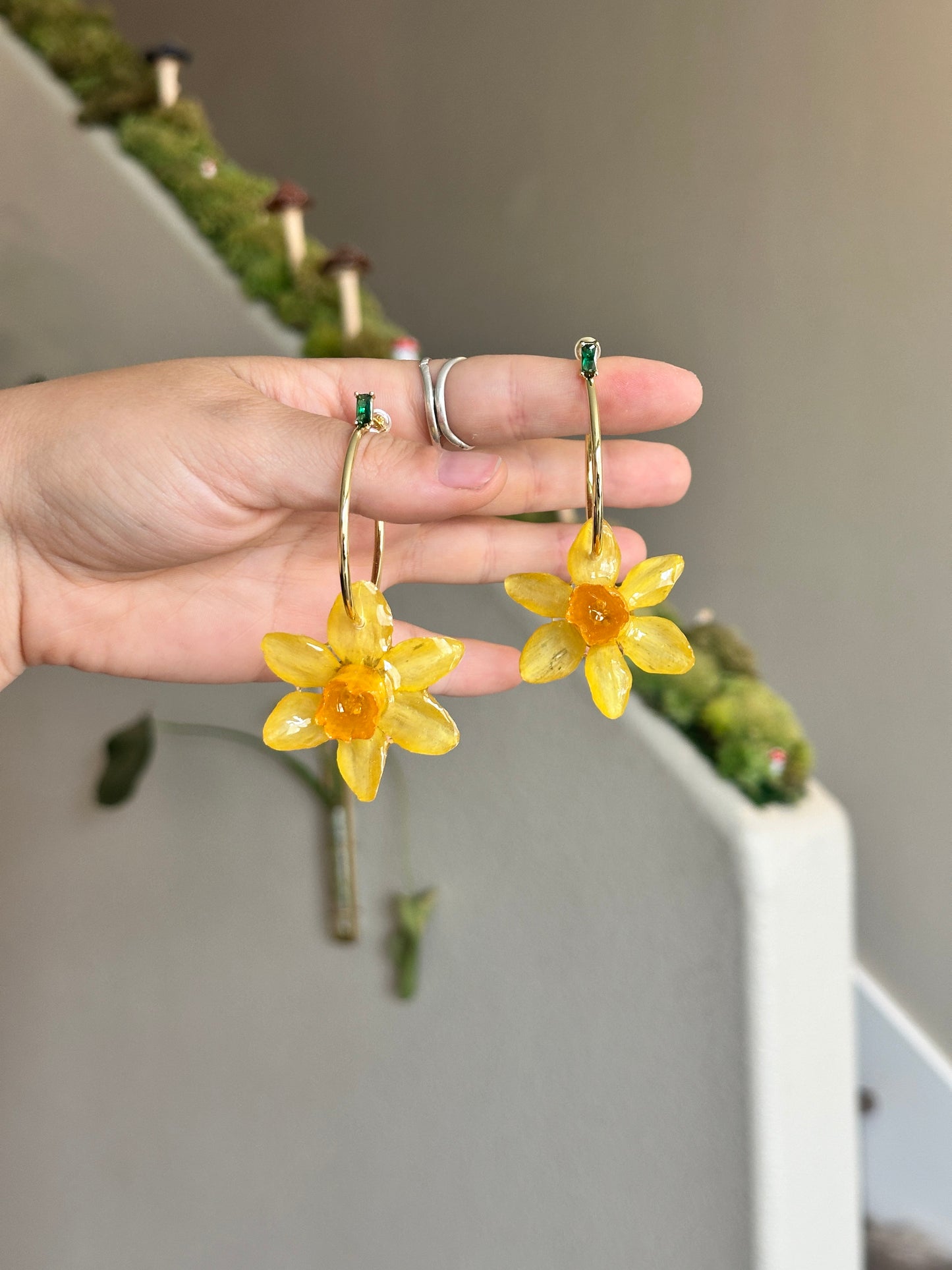 Emerald Daffodil Hoops
