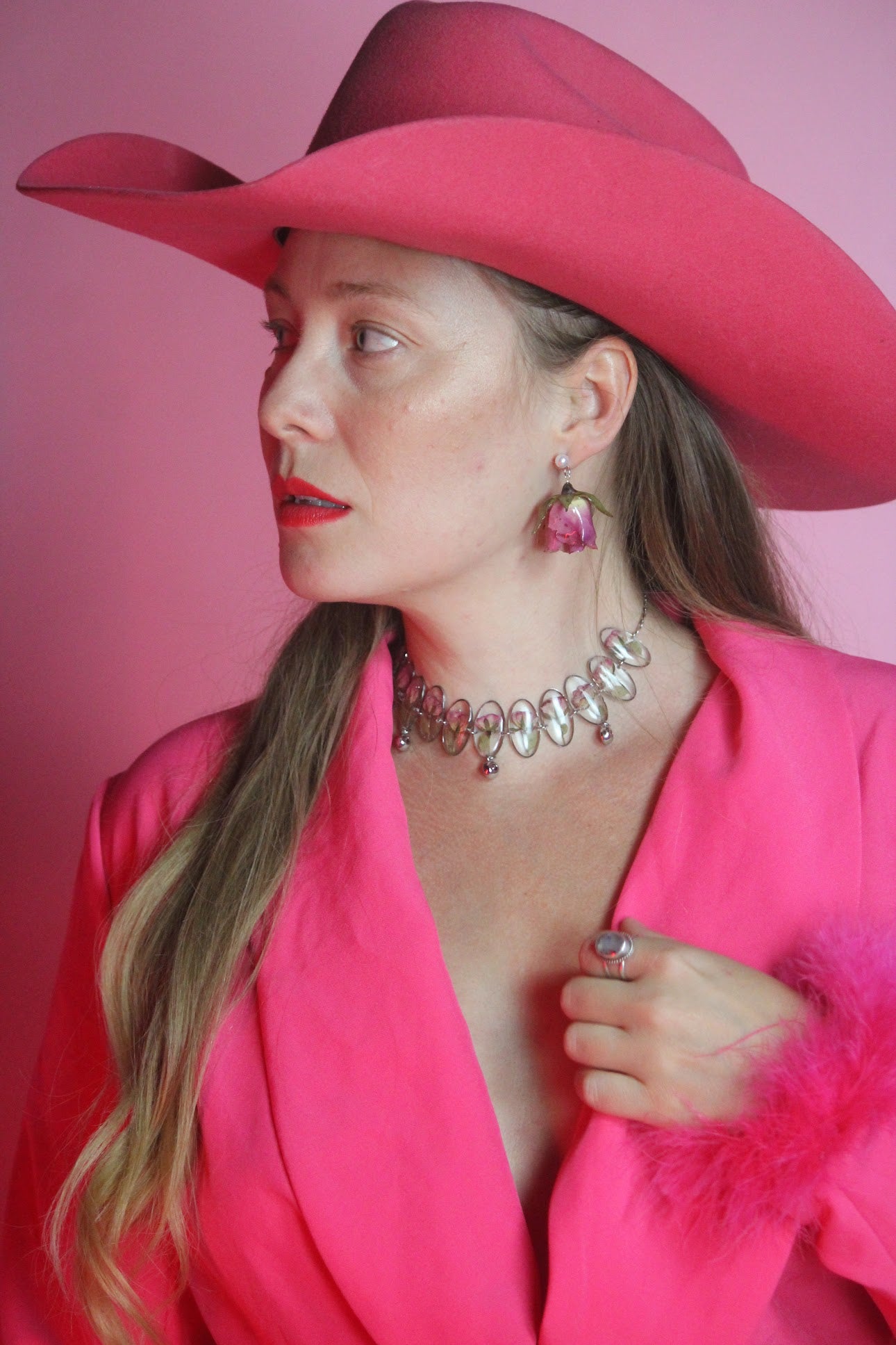 Pink Rose Pearl Studs