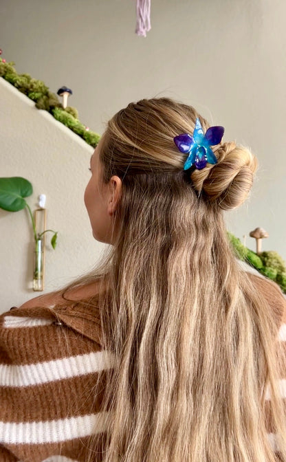 Indigo Dendrobium Orchid Hair Stick