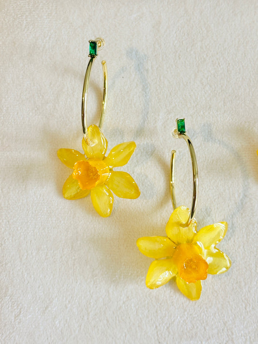 Emerald Daffodil Hoops