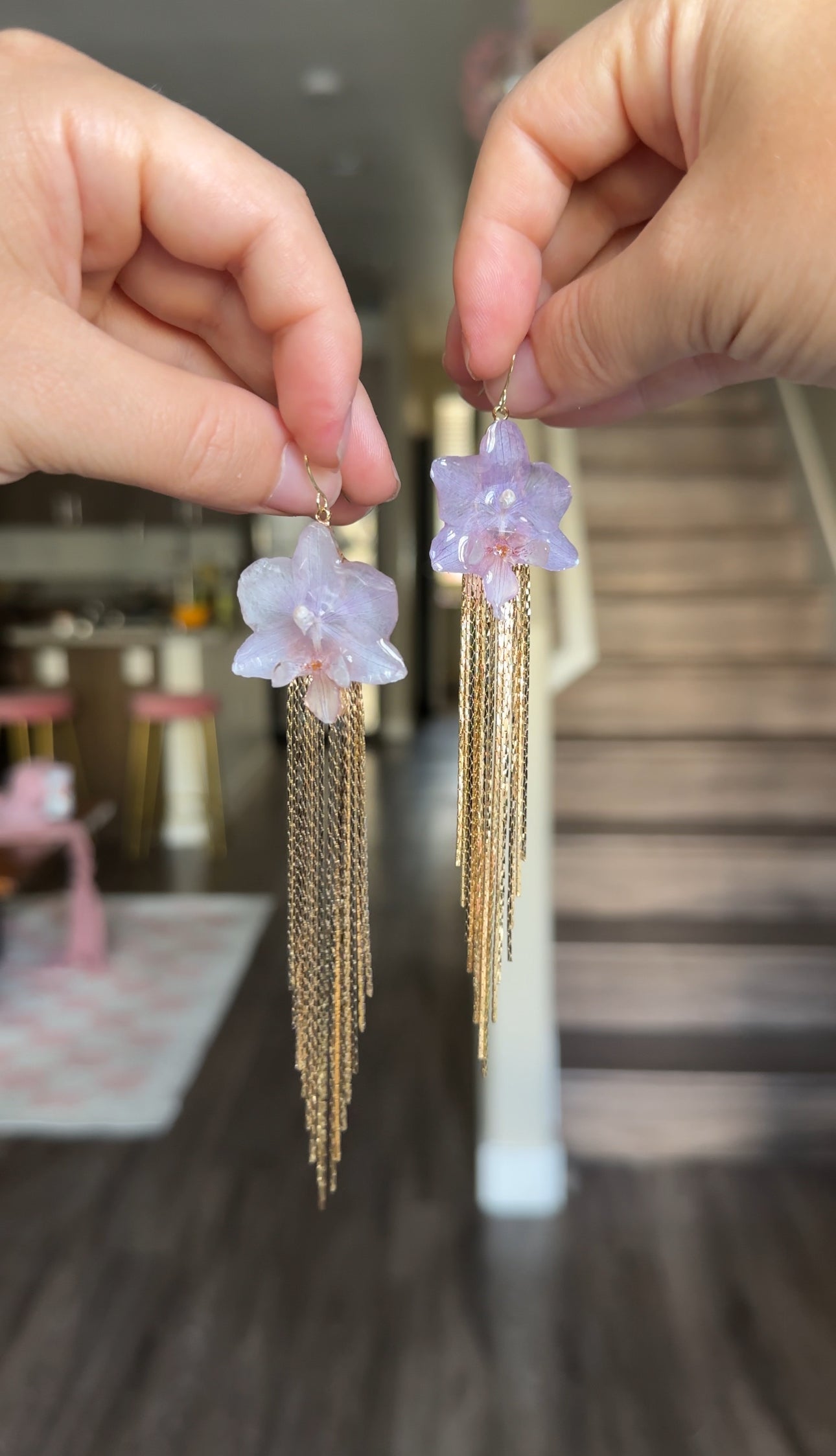 Mini Light Purple Orchid Fringe Dangles