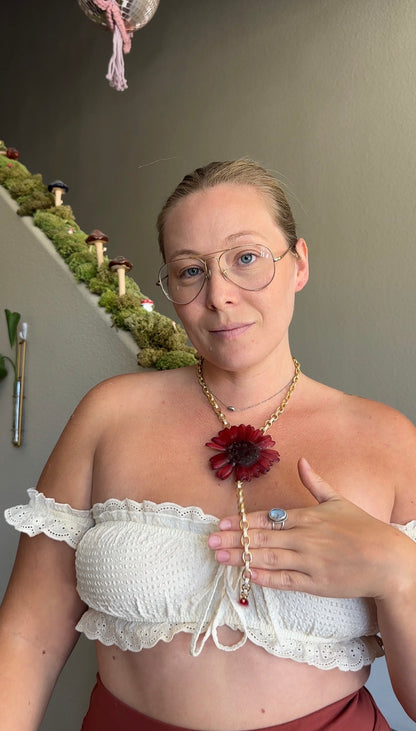 Red Gerber Daisy Necklace