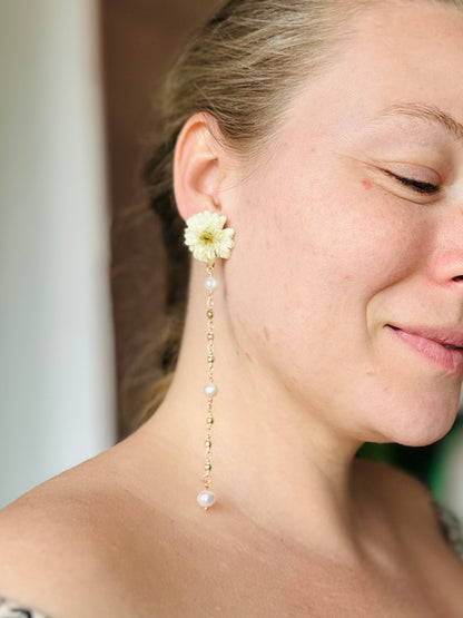 Chamomile Pearl Drop Earrings