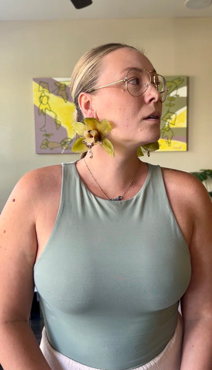 Green Cymbidium Earrings
