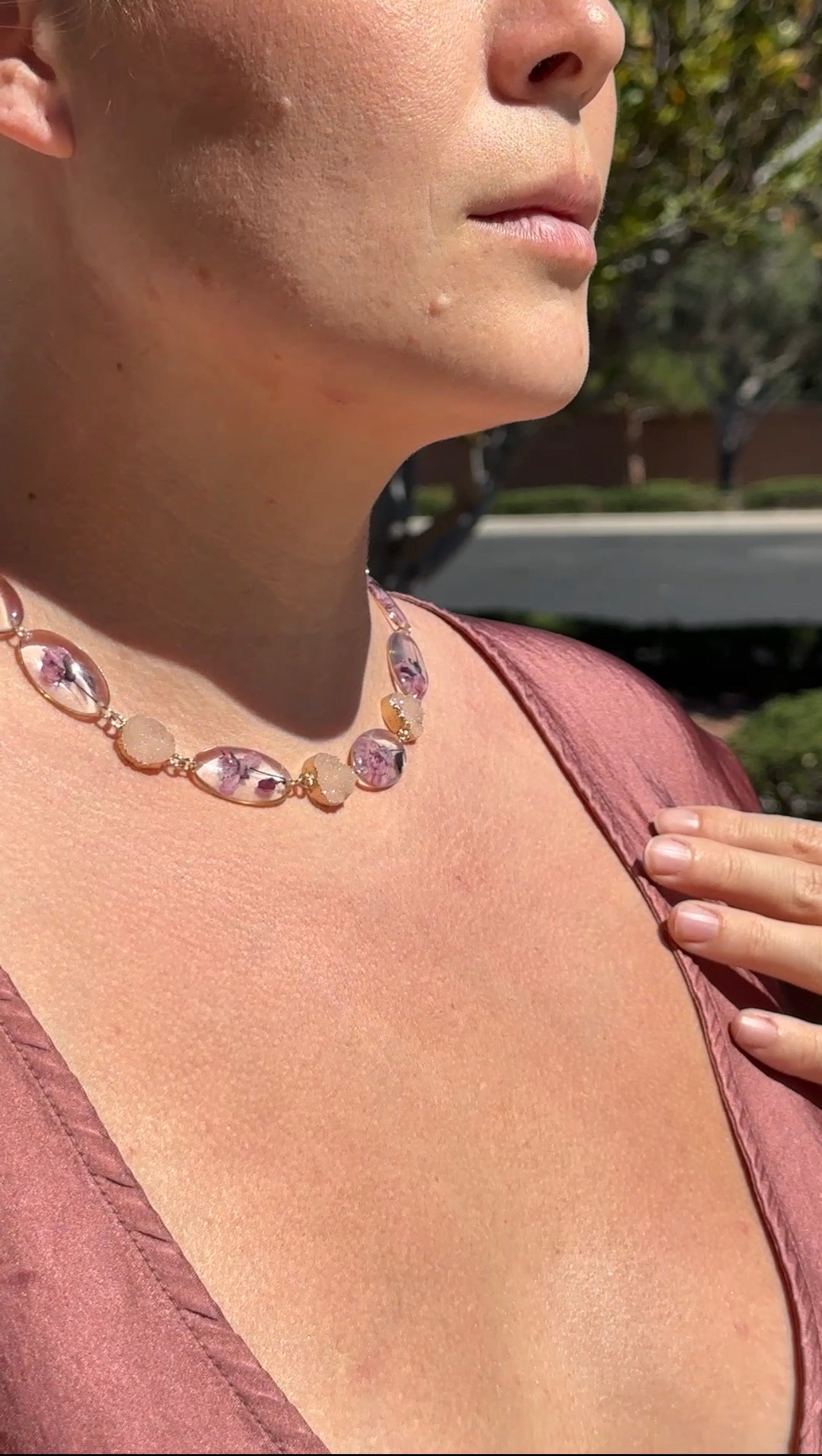 Cherry Blossom Druzy Choker